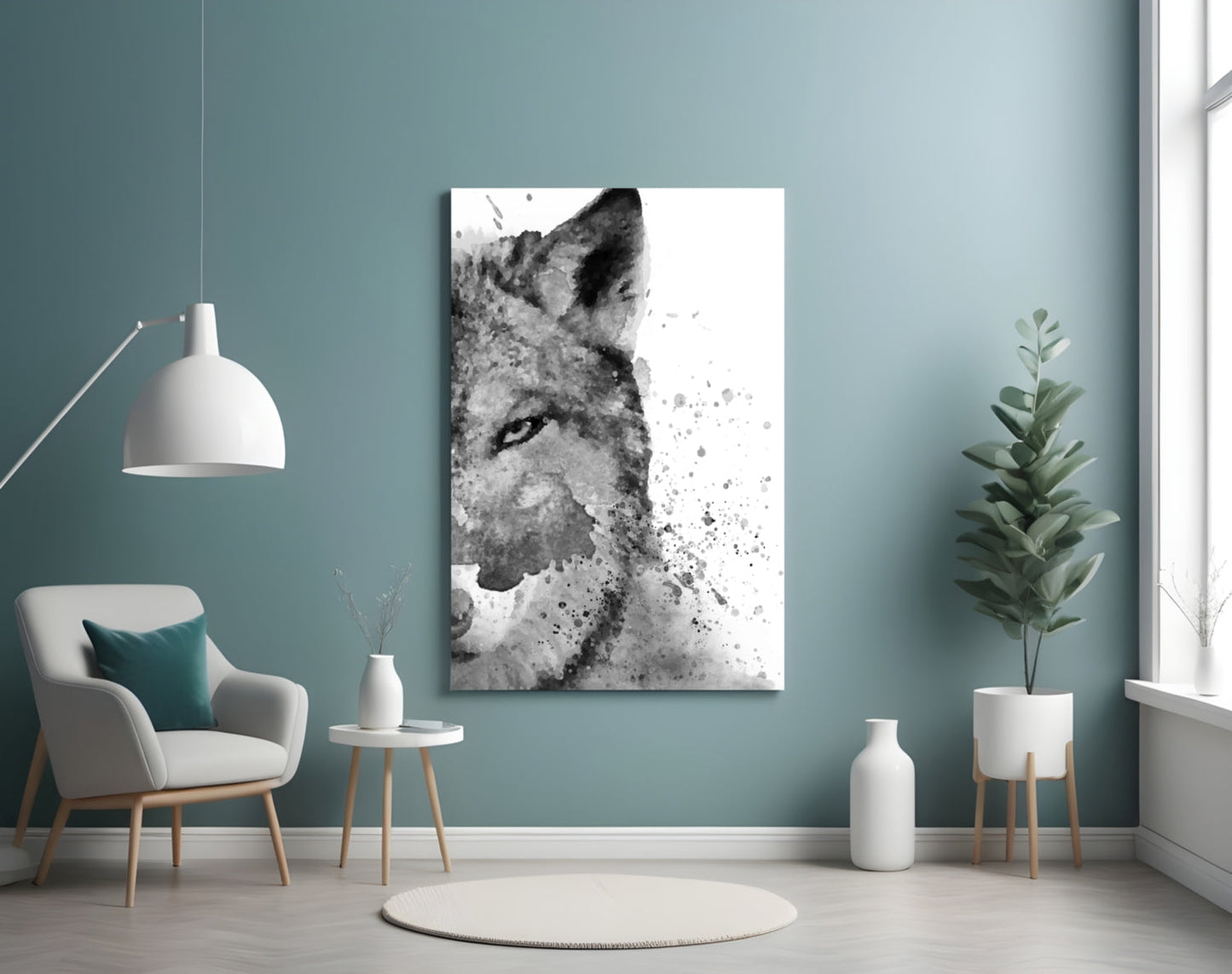 Wolf Ink Splash Glass Wall Art