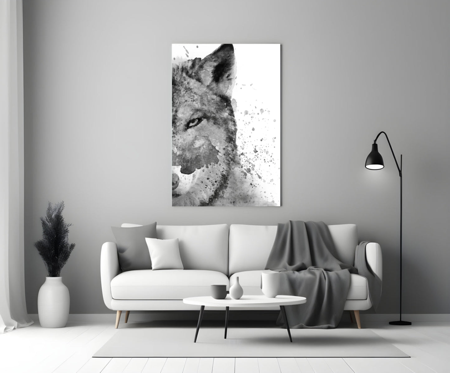 Wolf Ink Splash Glass Wall Art