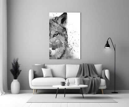 Wolf Ink Splash Glass Wall Art