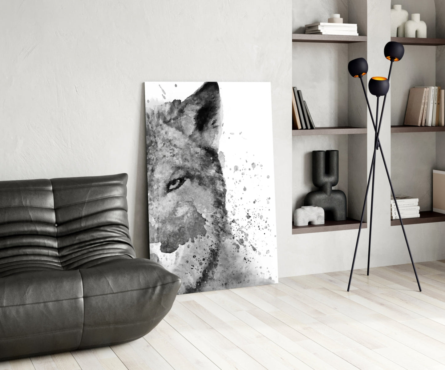Wolf Ink Splash Glass Wall Art