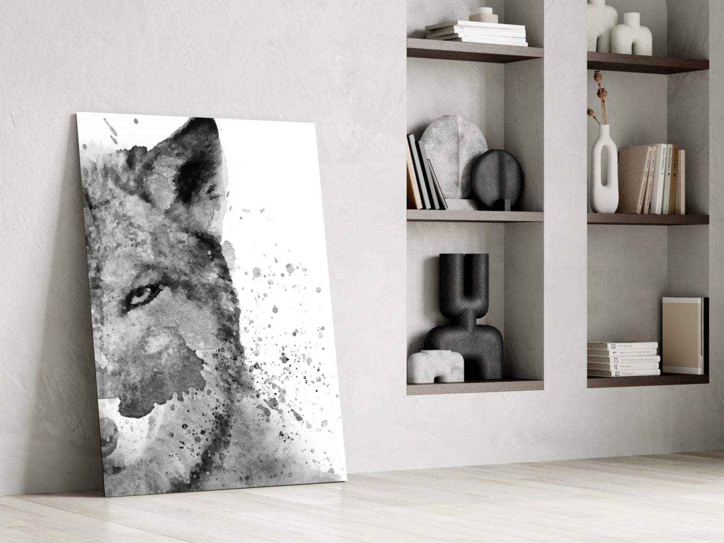 Wolf Ink Splash Glass Wall Art