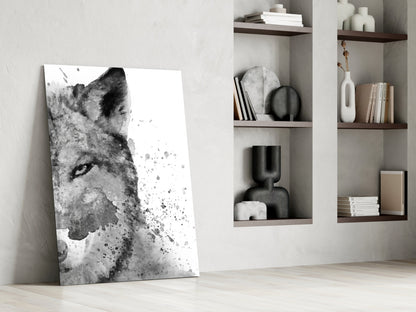 Wolf Ink Splash Glass Wall Art