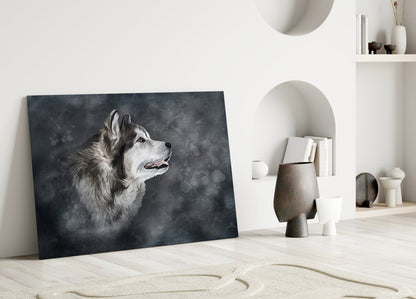 Husky Wolf Watercolor Glass Wall Art