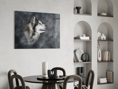 Husky Wolf Watercolor Glass Wall Art