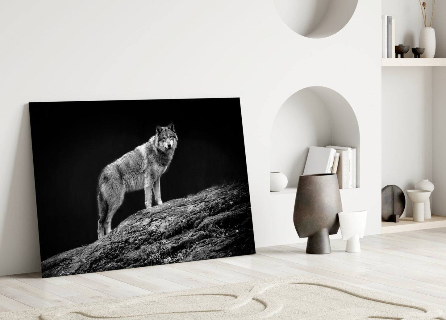 Wolf Glass Wall Art Black and White Print