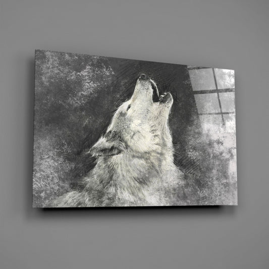 Wolf Glass Wall Art - Howling Charcoal Portrait