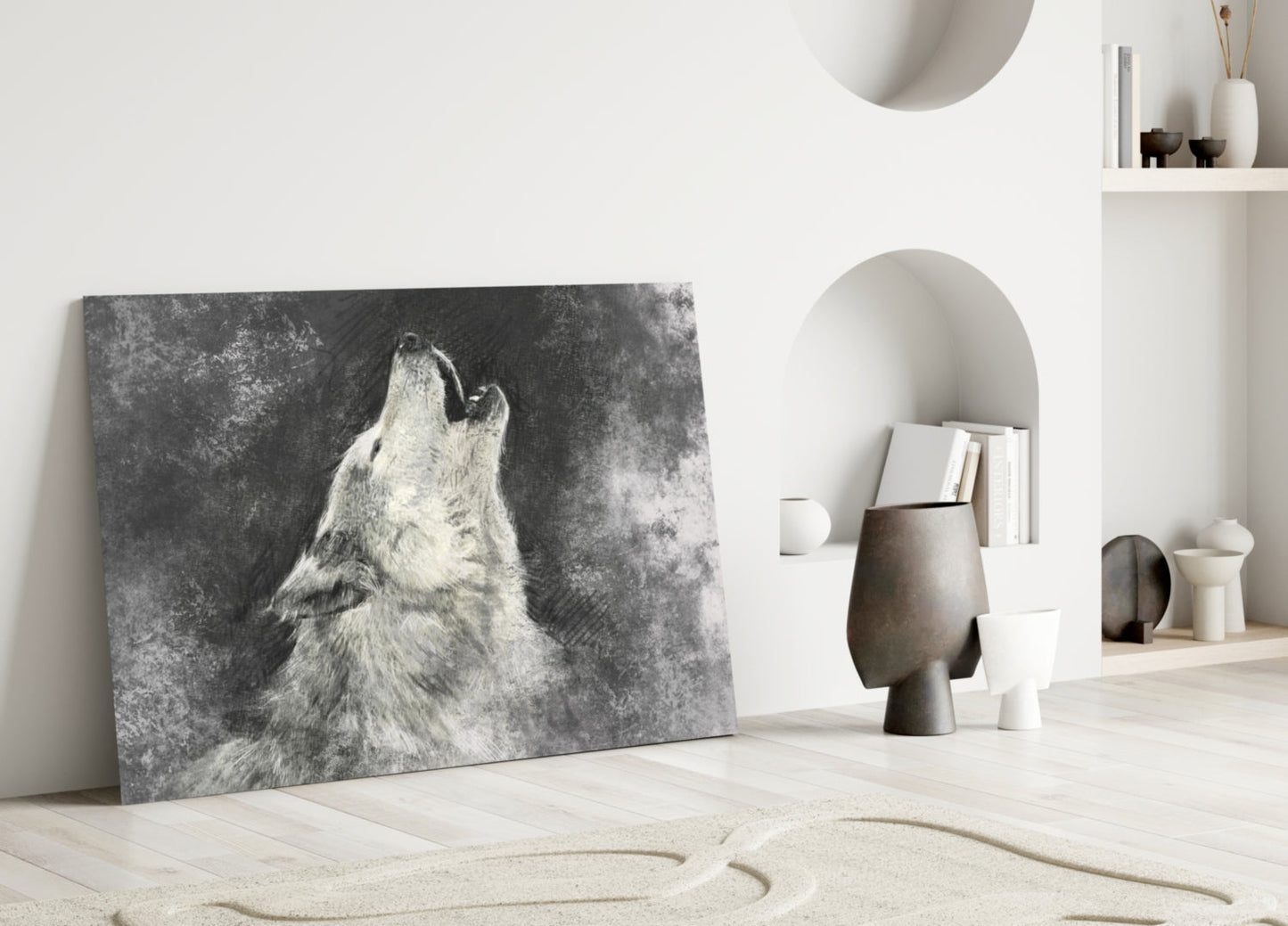 Wolf Glass Wall Art - Howling Charcoal Portrait