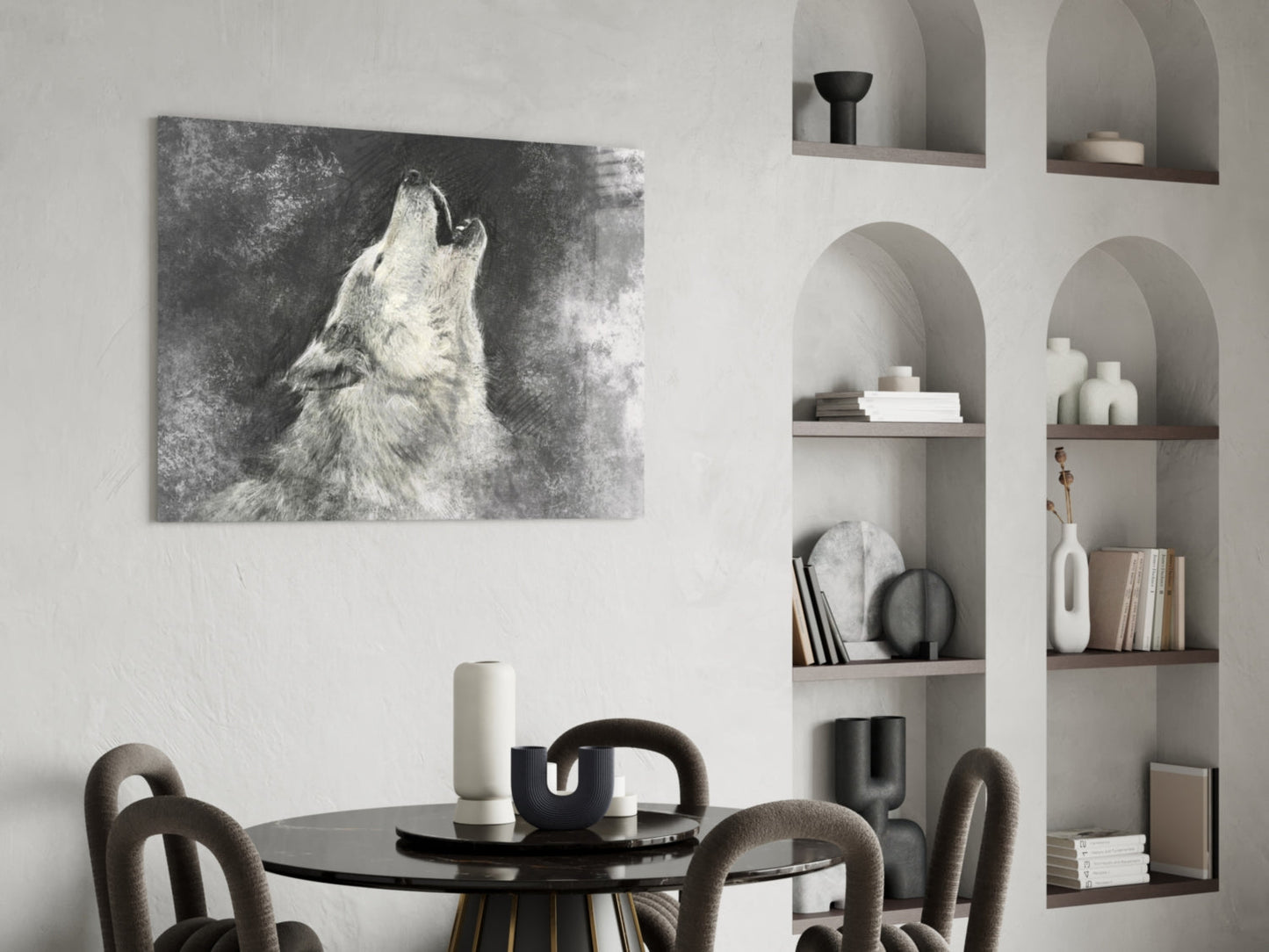 Wolf Glass Wall Art - Howling Charcoal Portrait