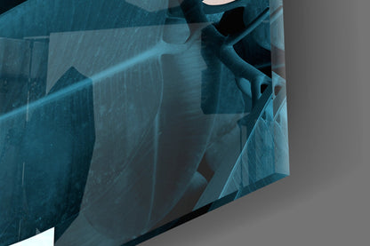 Teal Rubber Plant Leaves Glass Wall Art