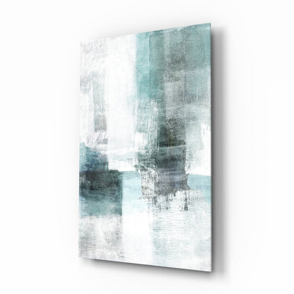 Misty Blue Color Field Glass Wall Art in blue-gray tones