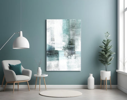 Misty Blue Color Field Glass Wall Art