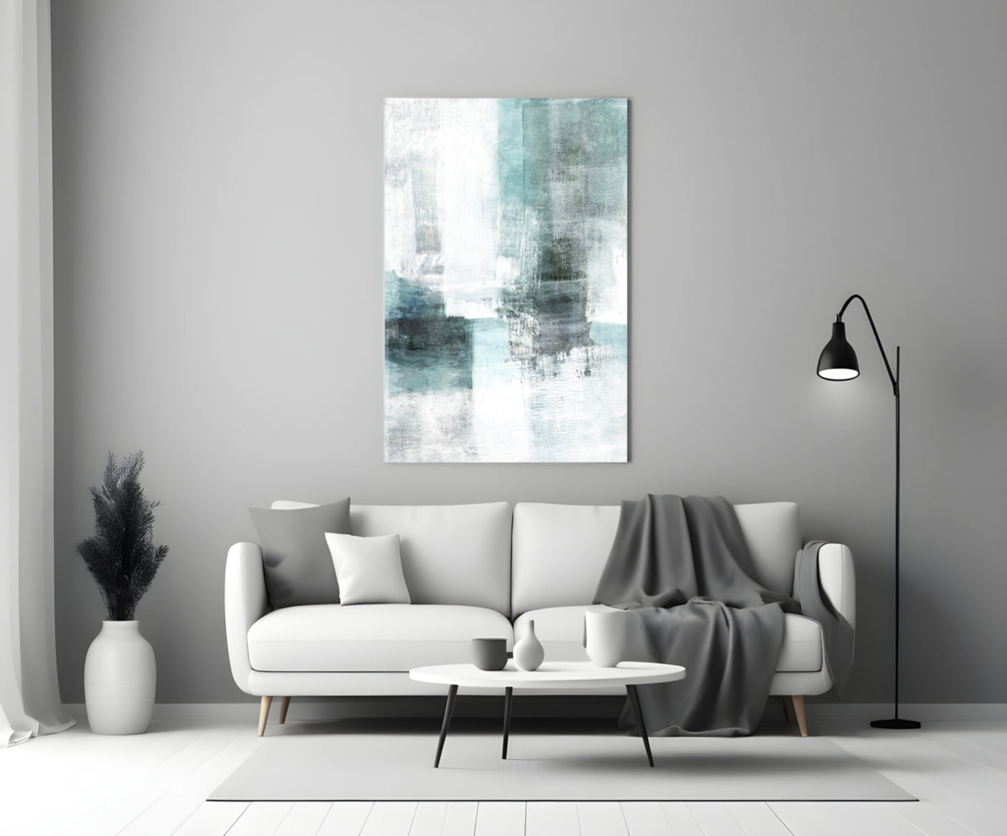 Misty Blue Color Field Glass Wall Art
