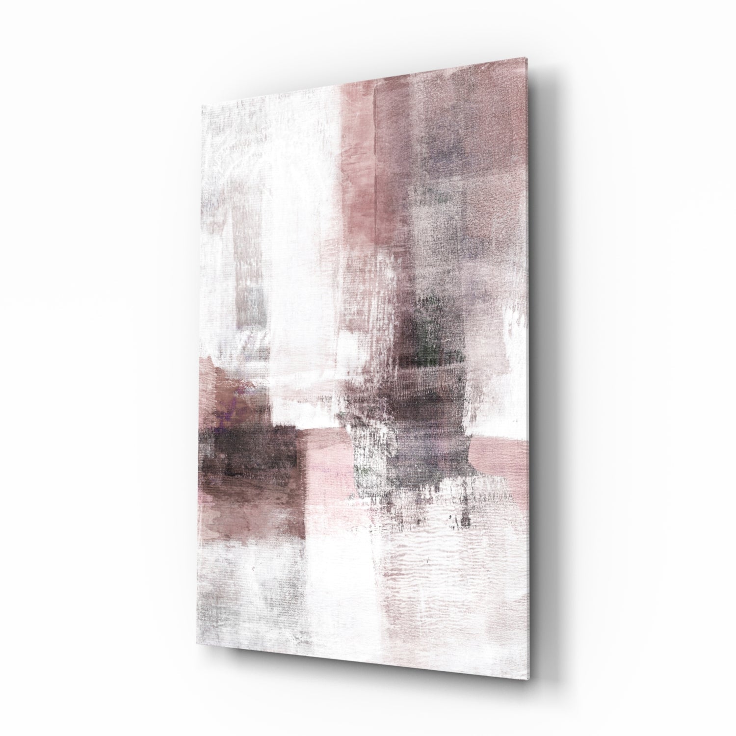 Mauve Dusk Color Field Glass Wall Art in mauve and graphite tones
