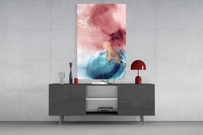Rose Gold Ink Abstract Glass Wall Art