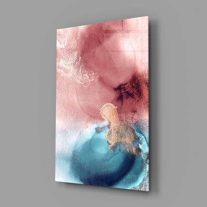 Rose Gold Ink Abstract Glass Wall Art