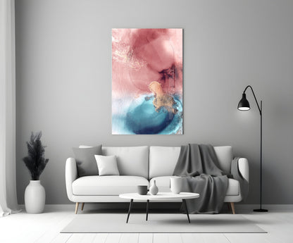 Rose Gold Ink Abstract Glass Wall Art