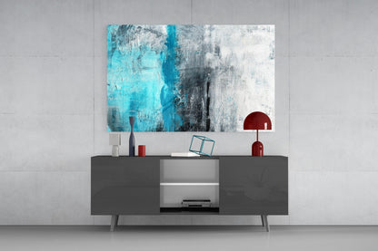 Turquoise Color Block Glass Wall Art