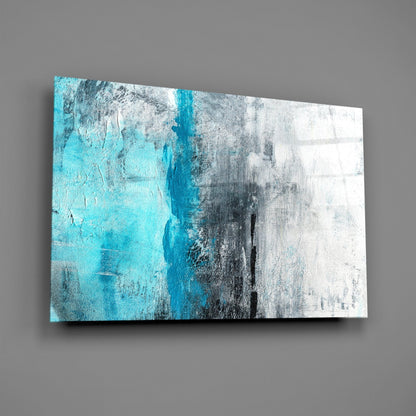 Turquoise Color Block Glass Wall Art