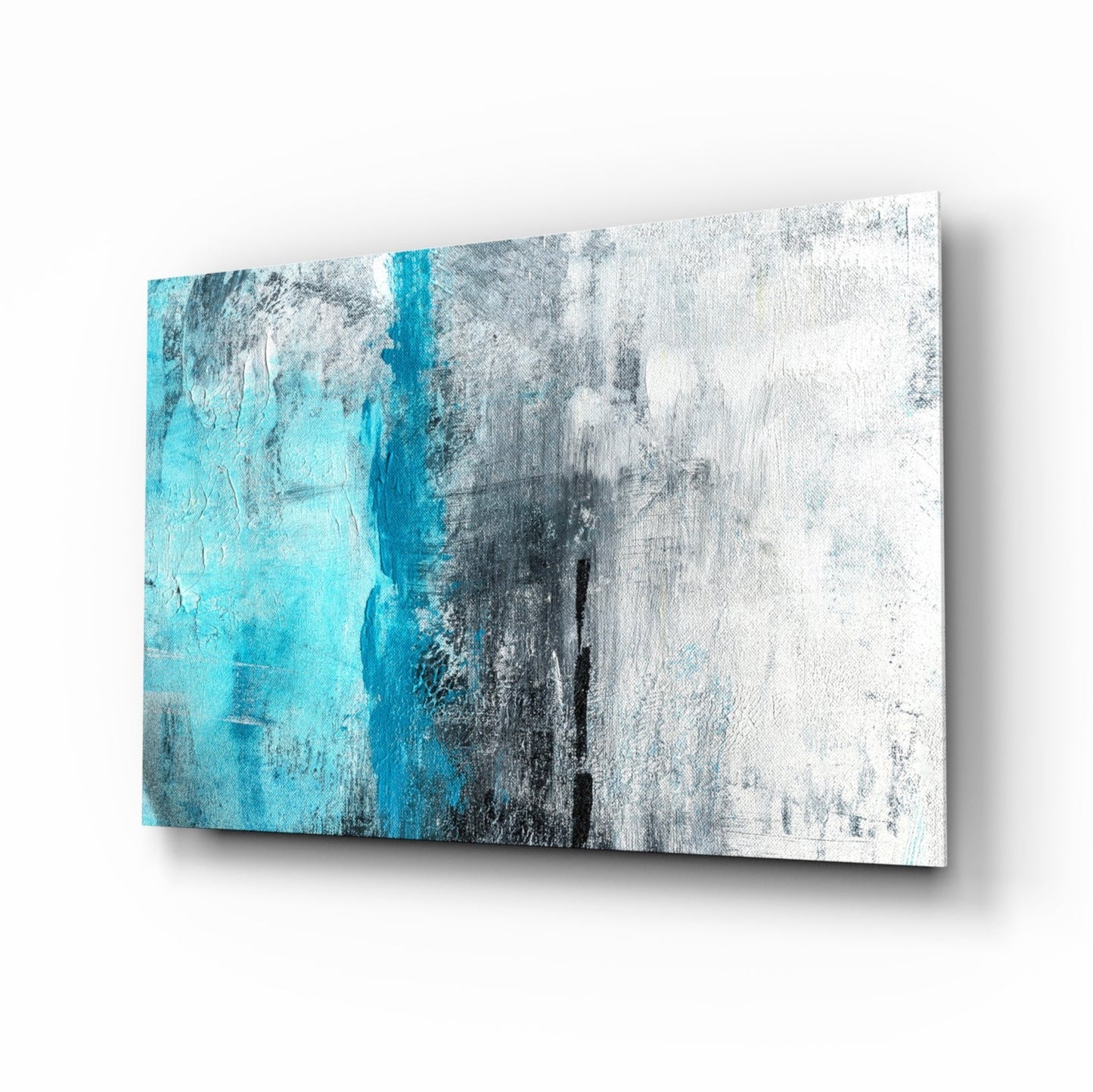 Turquoise Color Block Glass Wall Art in turquoise and stone tones