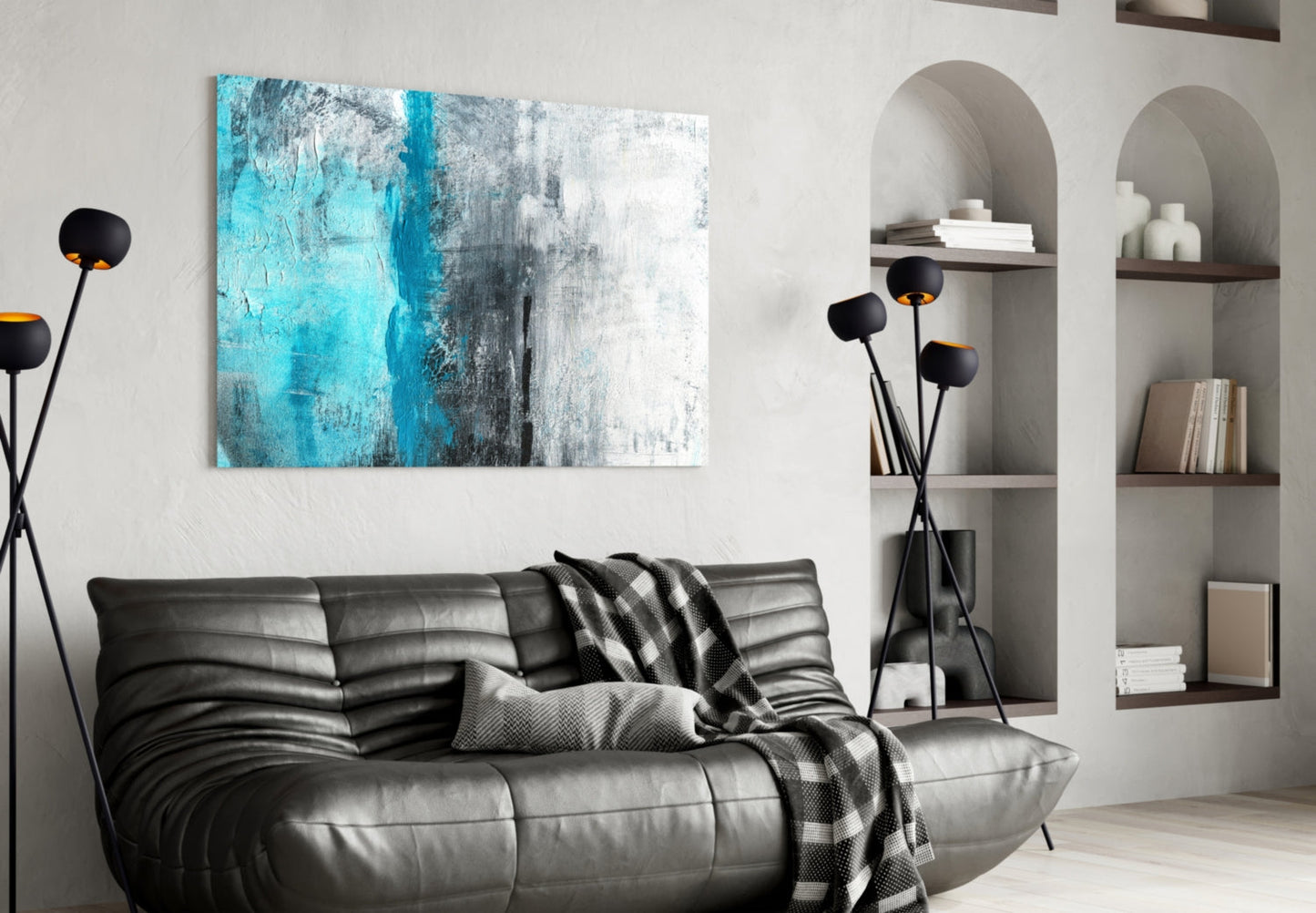 Turquoise Color Block Glass Wall Art