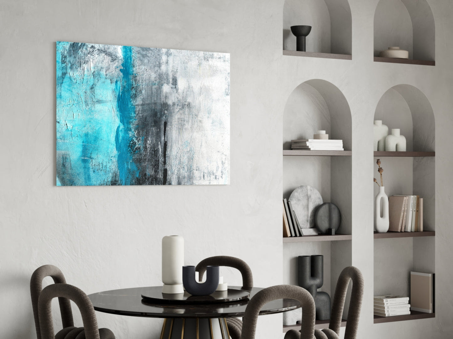 Turquoise Color Block Glass Wall Art