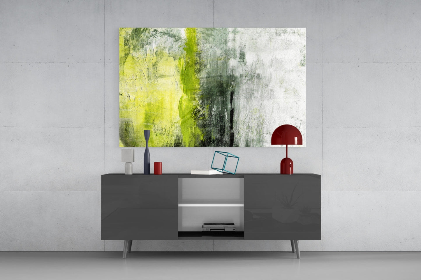 Lime Color Block Glass Wall Art