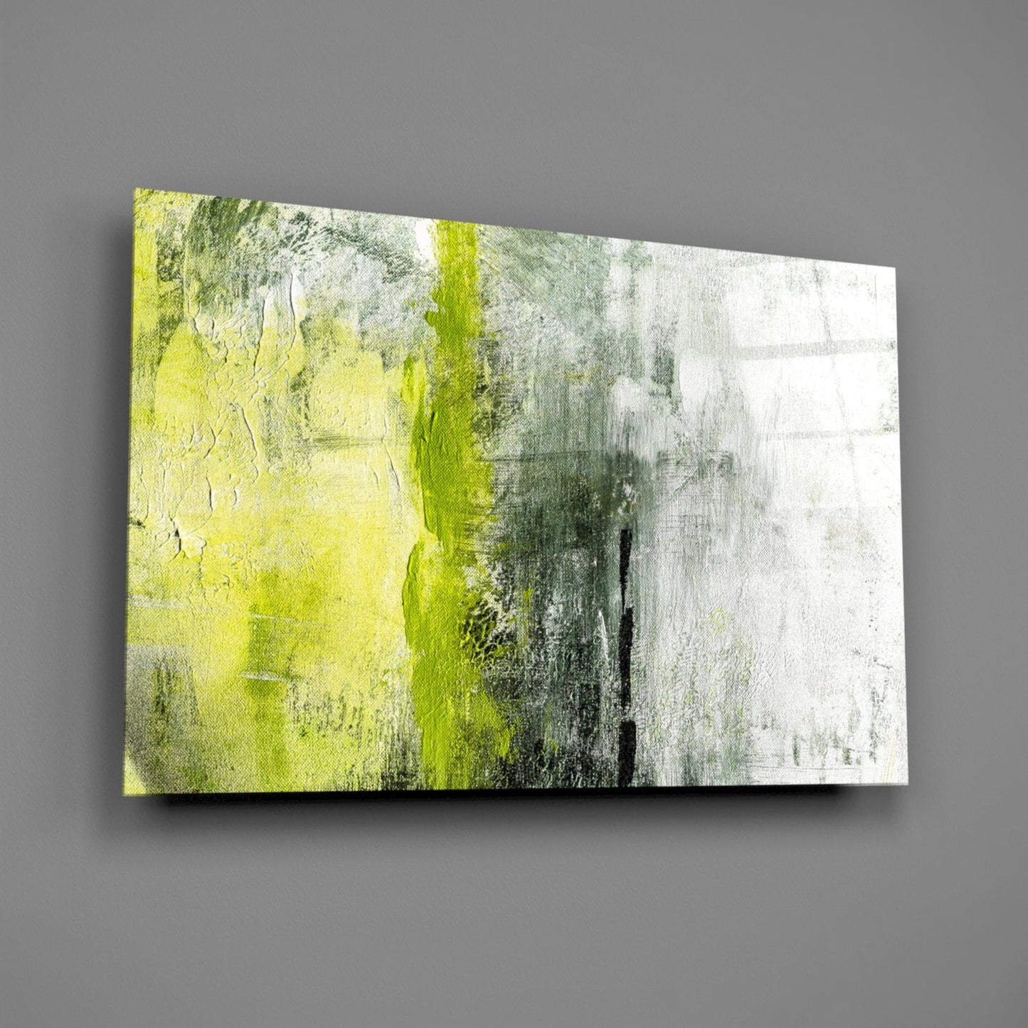 Lime Color Block Glass Wall Art
