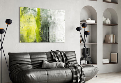 Lime Color Block Glass Wall Art