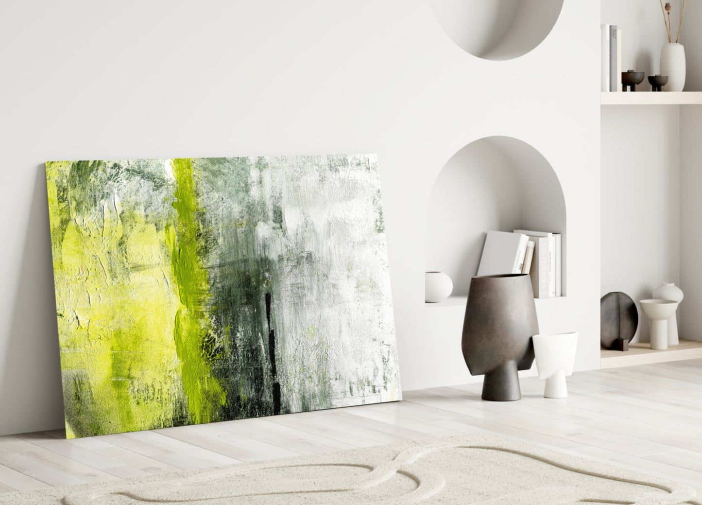 Lime Color Block Glass Wall Art