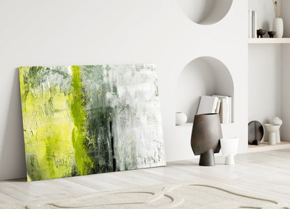 Lime Color Block Glass Wall Art