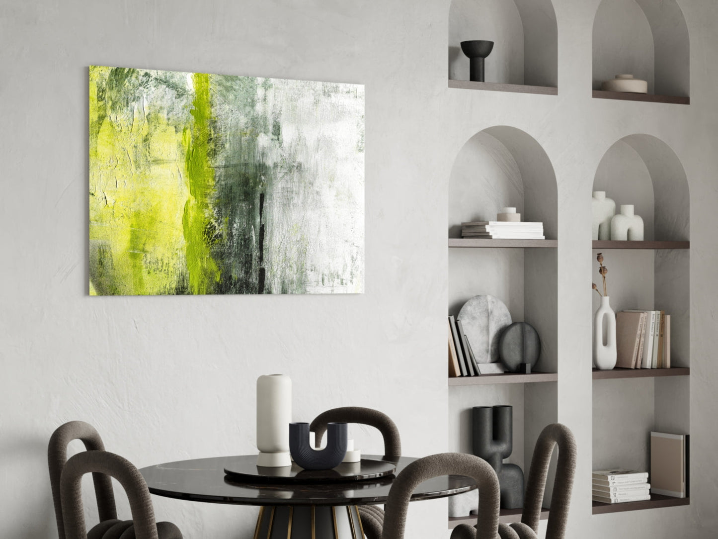 Lime Color Block Glass Wall Art