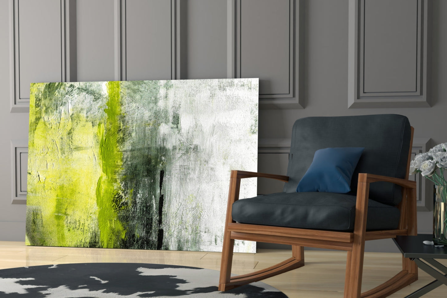 Lime Color Block Glass Wall Art