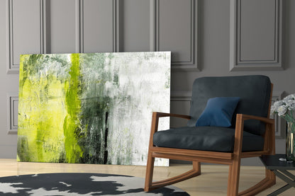 Lime Color Block Glass Wall Art