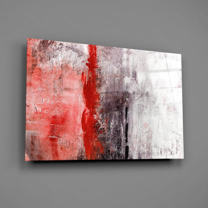 Crimson Color Block Glass Wall Art