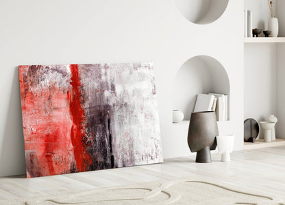 Crimson Color Block Glass Wall Art