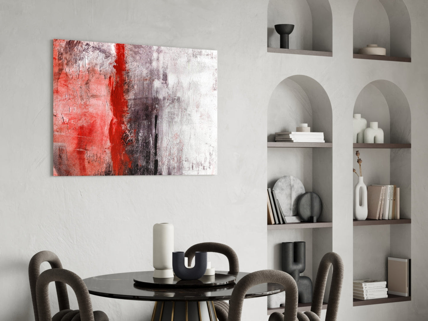 Crimson Color Block Glass Wall Art