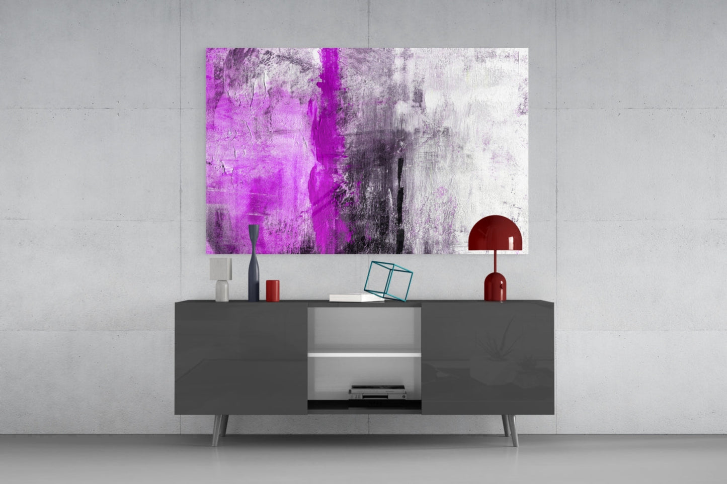 Magenta Violet Color Block Glass Wall Art