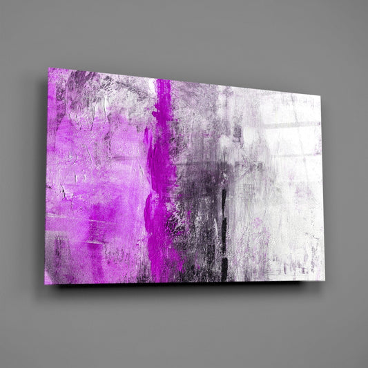Magenta Violet Color Block Glass Wall Art