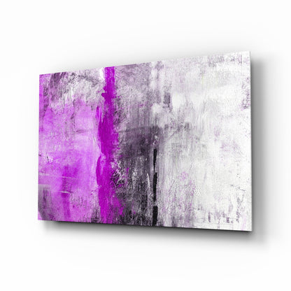 Magenta Violet Color Block Glass Wall Art in magenta and stone tones