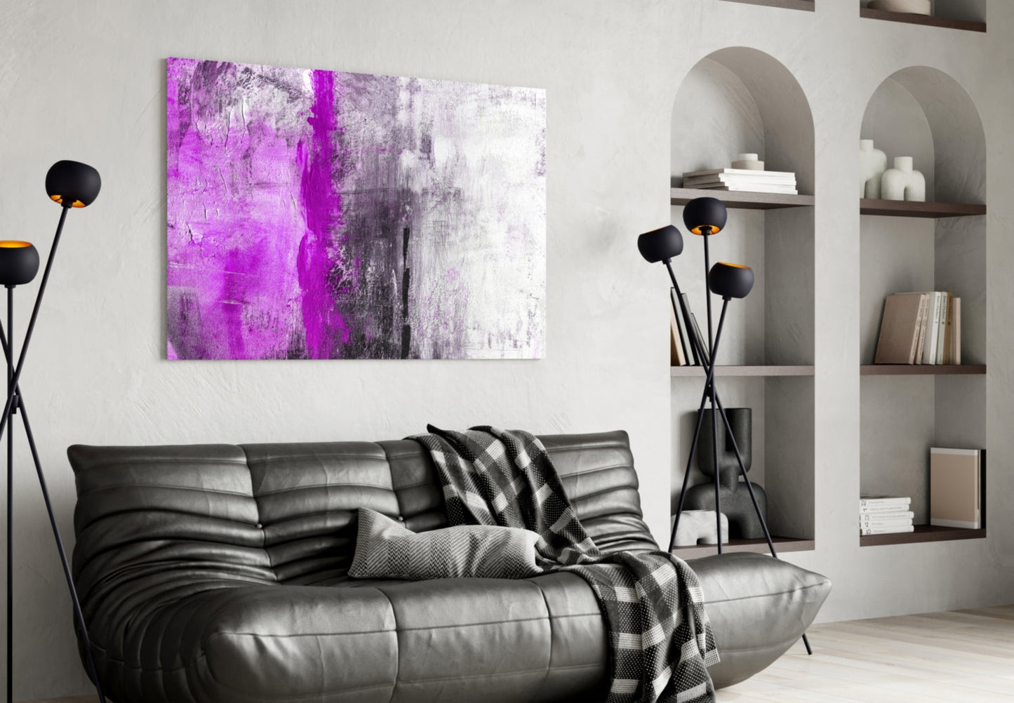 Magenta Violet Color Block Glass Wall Art