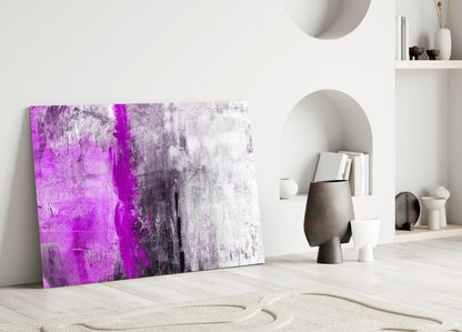 Magenta Violet Color Block Glass Wall Art