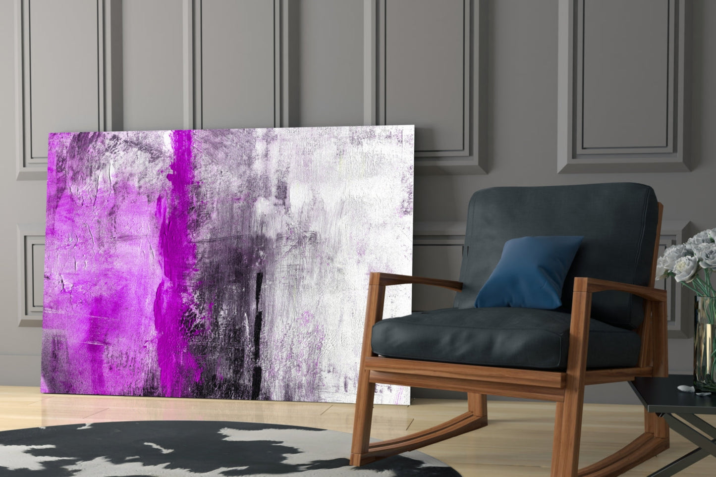 Magenta Violet Color Block Glass Wall Art