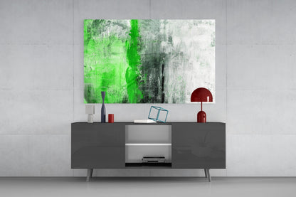 Spring Green Color Block Glass Wall Art