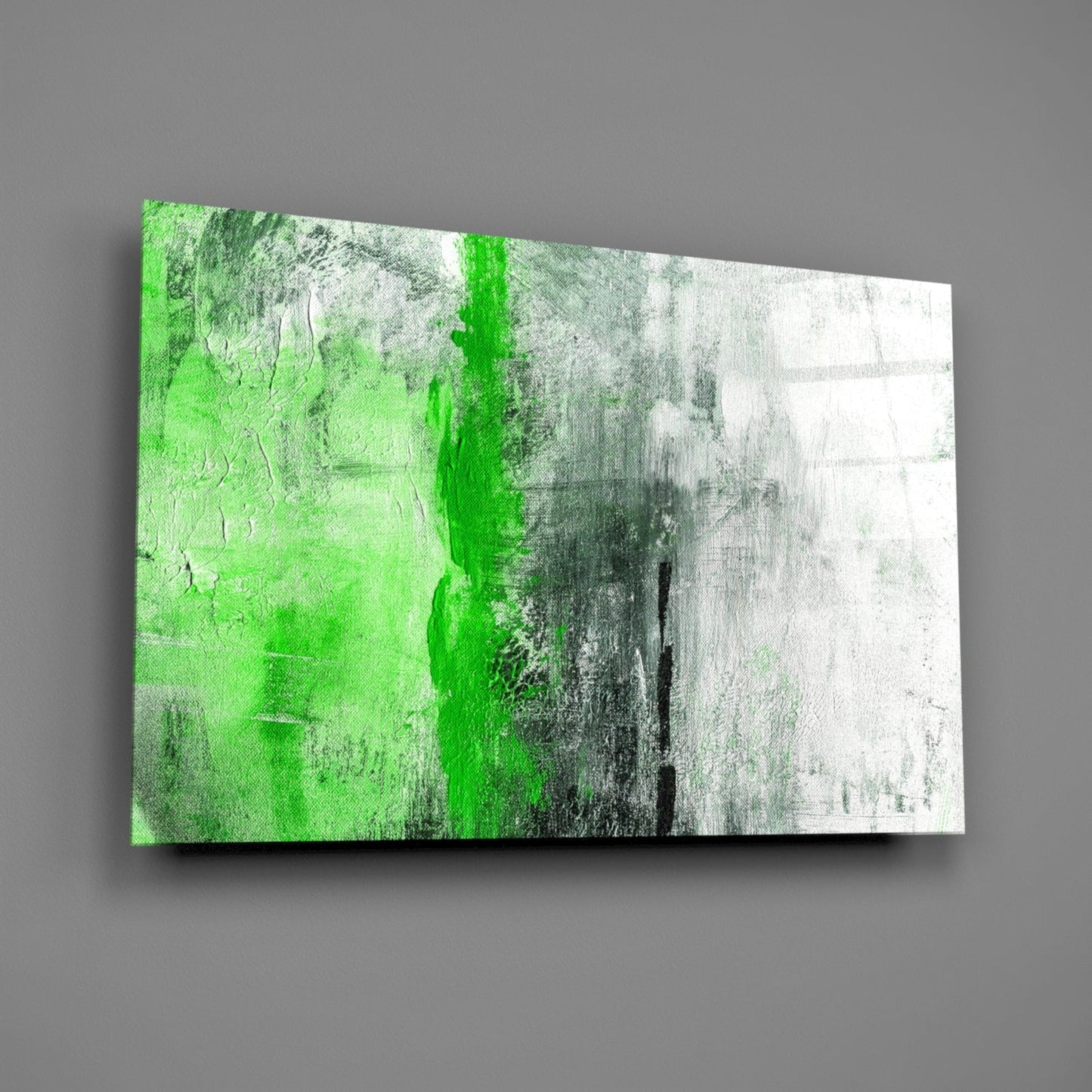 Spring Green Color Block Glass Wall Art