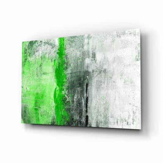 Spring Green Color Block Glass Wall Art in green and stone tones