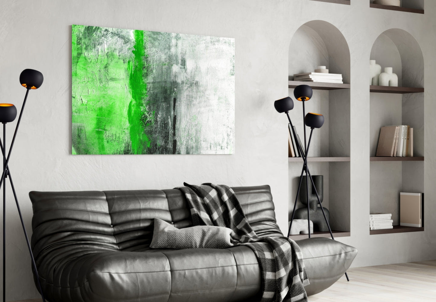 Spring Green Color Block Glass Wall Art
