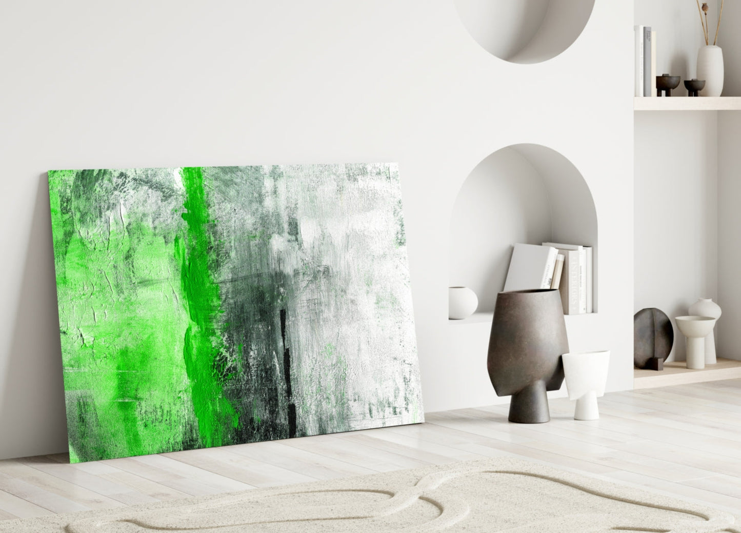 Spring Green Color Block Glass Wall Art