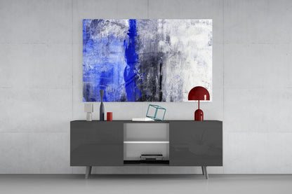 Cobalt Drift Abstract Glass Wall Art