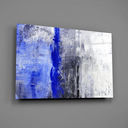Cobalt Drift Abstract Glass Wall Art