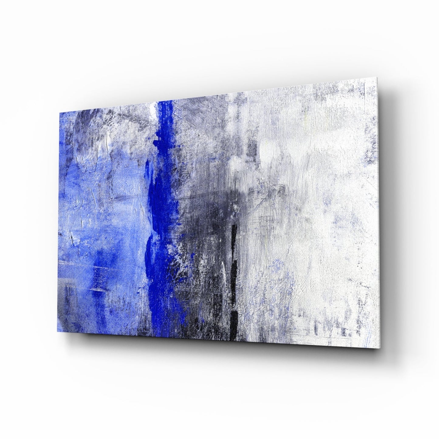 Cobalt Drift abstract glass wall art panel